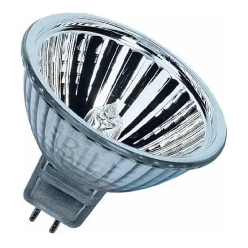 Lâmpada Dicroica Halogena 220v 20w Gu5.3 MR16 Bipino Para Spot Amarelada Branco Morno 3500K
