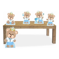 Kit Display Festa Urso Princípe Totem de chão + 4 Displays de mesa