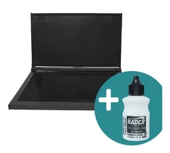 Kit Carimbeira Almofada para Carimbos Grande N 4 - Preta - 16,8cm x 9,8cm