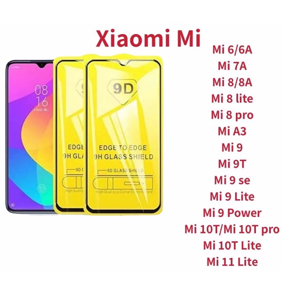 Película De Vidro 9D 3D Xiaomi MI 6/7A/8/Mi A3/9/9T/9 se/9 Lite/Mi 10T/11 Lite