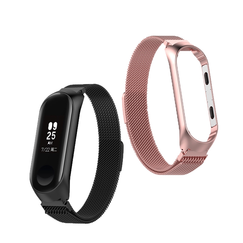 Pulseira De Metal Aço Inoxidável Para Xiaomi Mi Band 5, 2, 3, 4, Miband 6