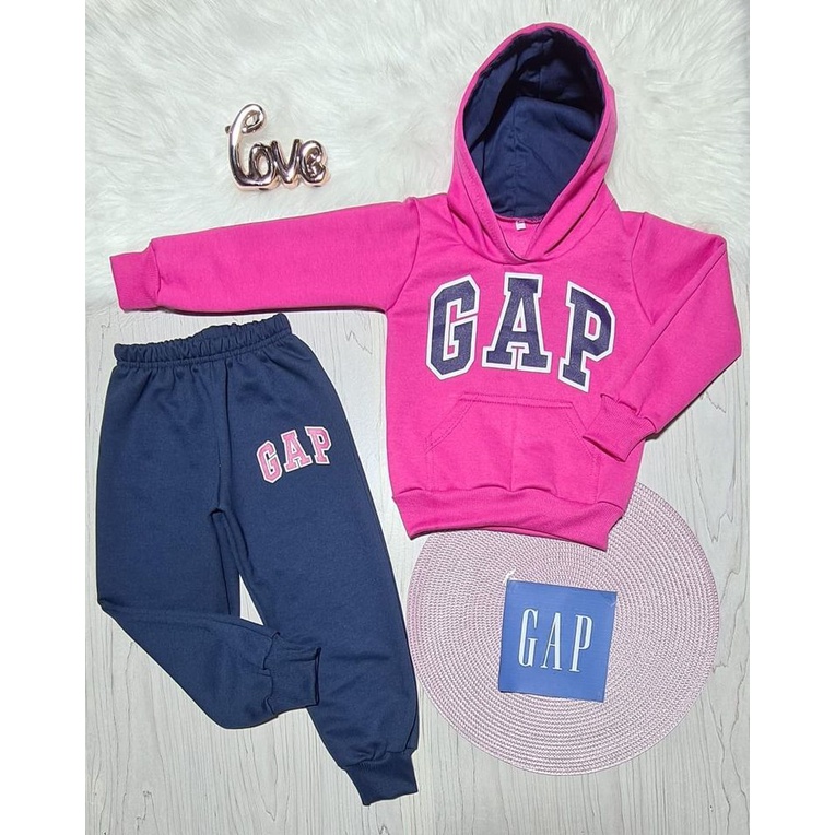 Conjunto de Moletom Infantil Feminino Estampado GAP (Moletom Flanelado)