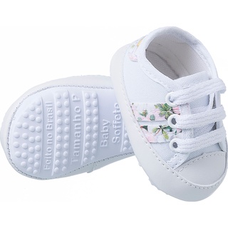 tenis sapatinho calçados bebe infantil floral delicado sola antiderrapante FTF46