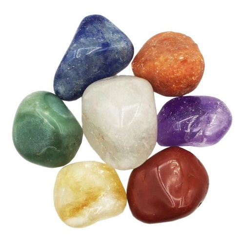 Kit 7 Chakras Pedra Rolada Natural Equilíbrio Energia Reiki
