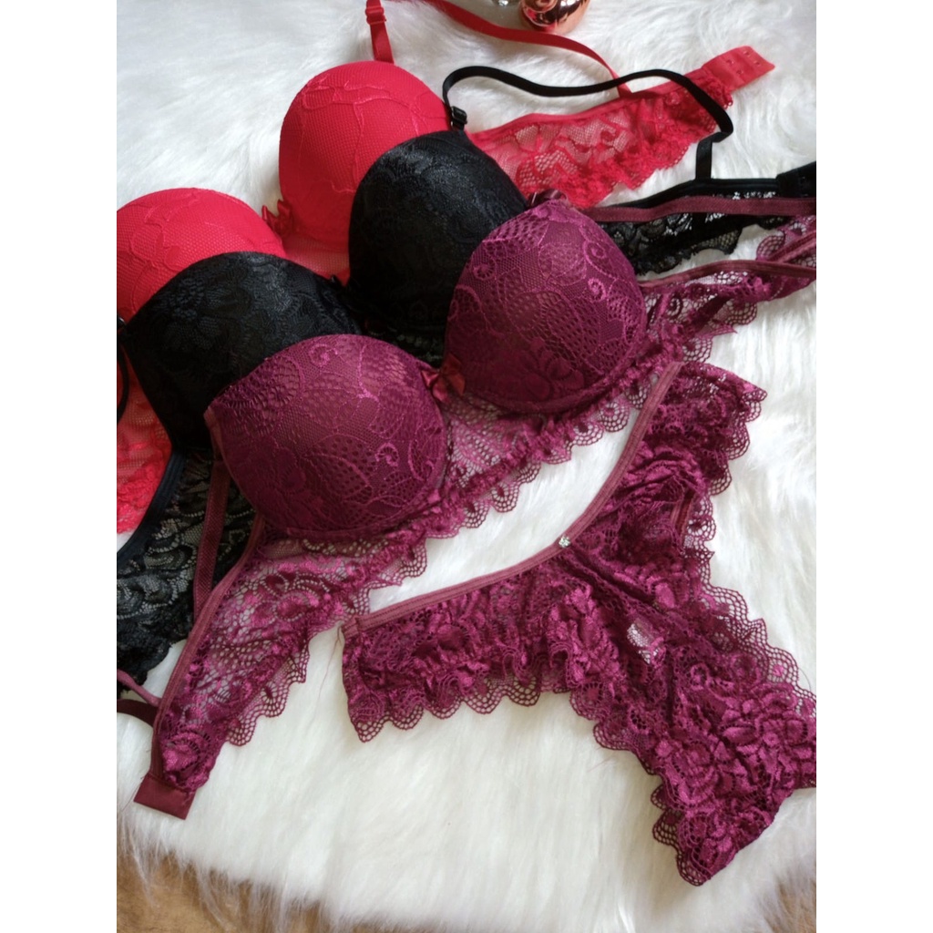 Lingerie Sutia Com Bojo E Calcinha Toda De Renda Conjunto Feminino Lingerie Luxo Escorrega O 1873