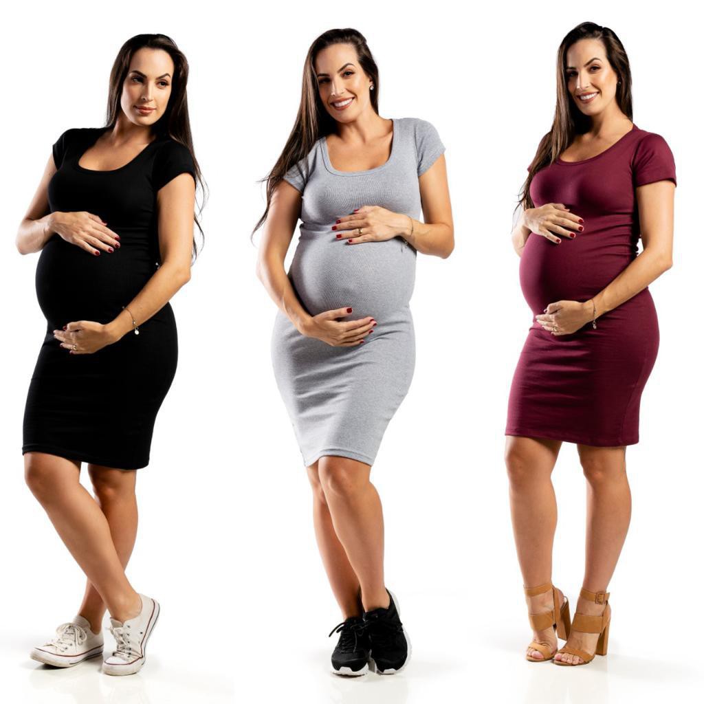Kit com 3 Vestido para Gestante