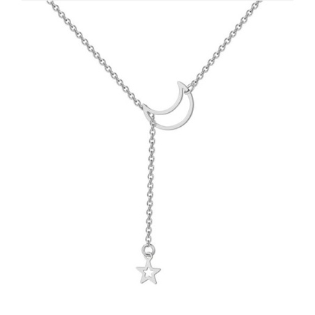 Colar gravata Lua e Estrela - Prata