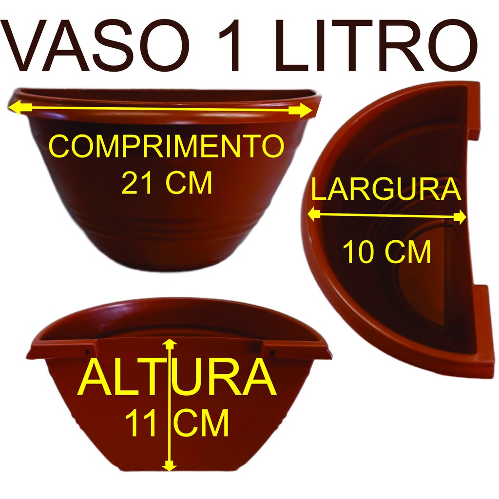 18 vasos de parede marrom 1 litro - vaso plástico jardim vertical - vasos meia lua floreira jardim vertical - jardinagem