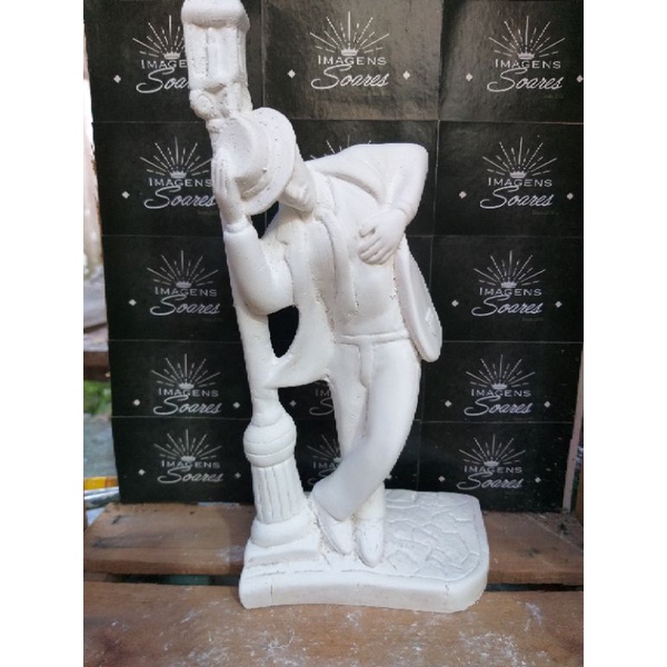 Imagem zé pilintra com poste 20 cm/ Gesso cru