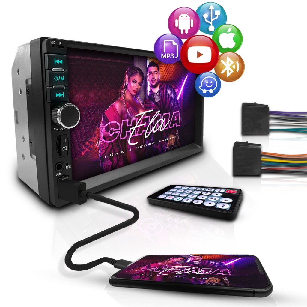 Central Multimídia Universal Mp5 2 Din Espelha Dvd Bluetooth - Spare Parts and Accessories for Vehicles