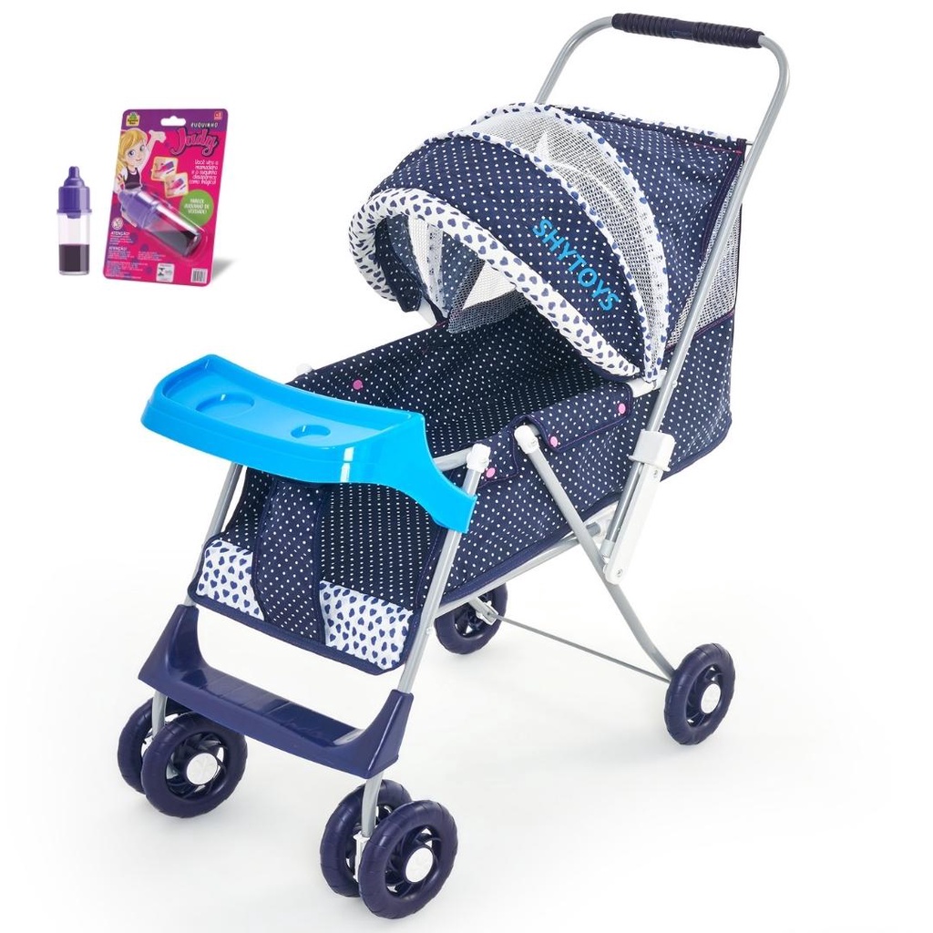 Carrinho de Boneca Infantil Bebê Reborn Alive Milan Luxo e Bandeja