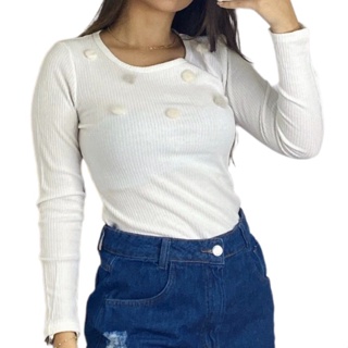 Blusa de frio feminina manga comprida nova primavera e outono em Oferta na Shopee