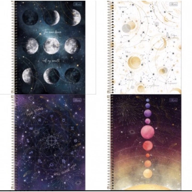 1 Caderno Magic Espaço Galaxia Universo Signo 10 Matéria