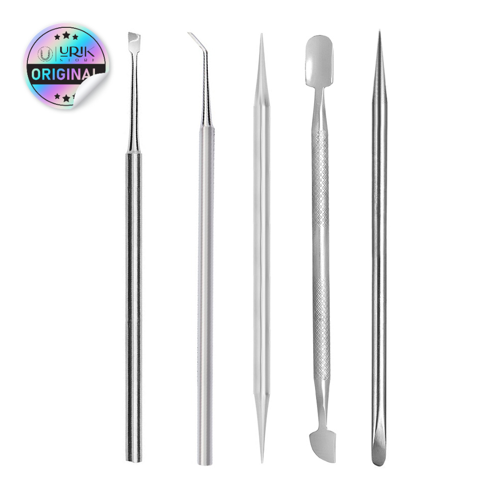 Kit Manicure Profissional 5 Itens Espátulas Palitos Aço Inox - Pedicure Podologia