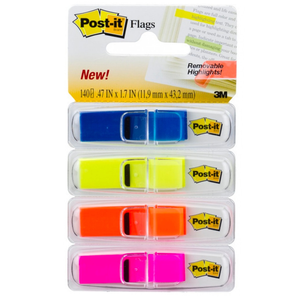 Marcador adesivo de Páginas Flags Post-It® 3M 11,9x43,2 mm