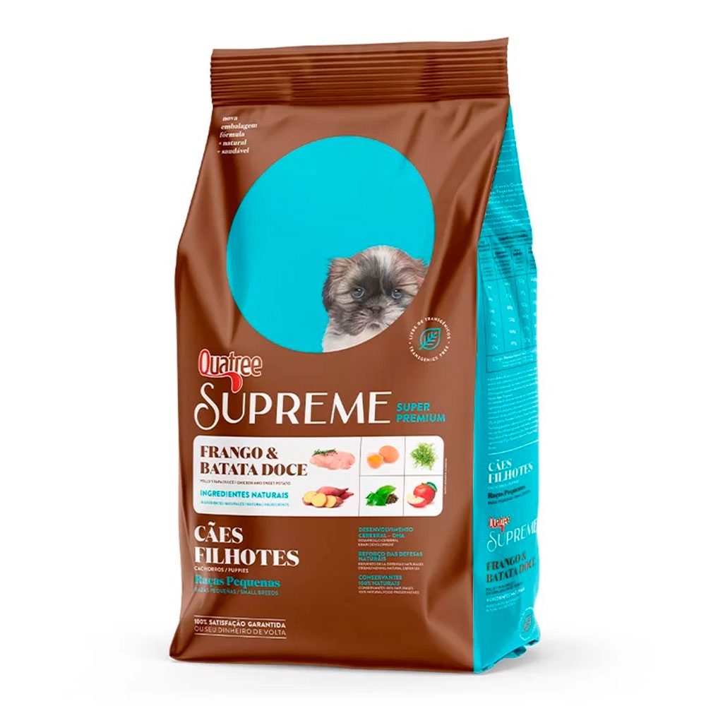 Ração Quatree Supreme Cães Filhotes Raças Pequenas Frango e Batata Doce - 3kg em Oferta na Shopee