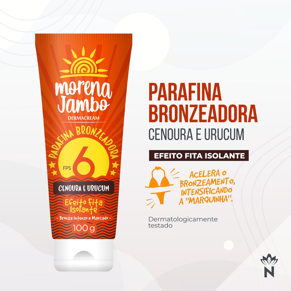 Parafina Bronzeadora Dermacream 100g em Oferta na Shopee