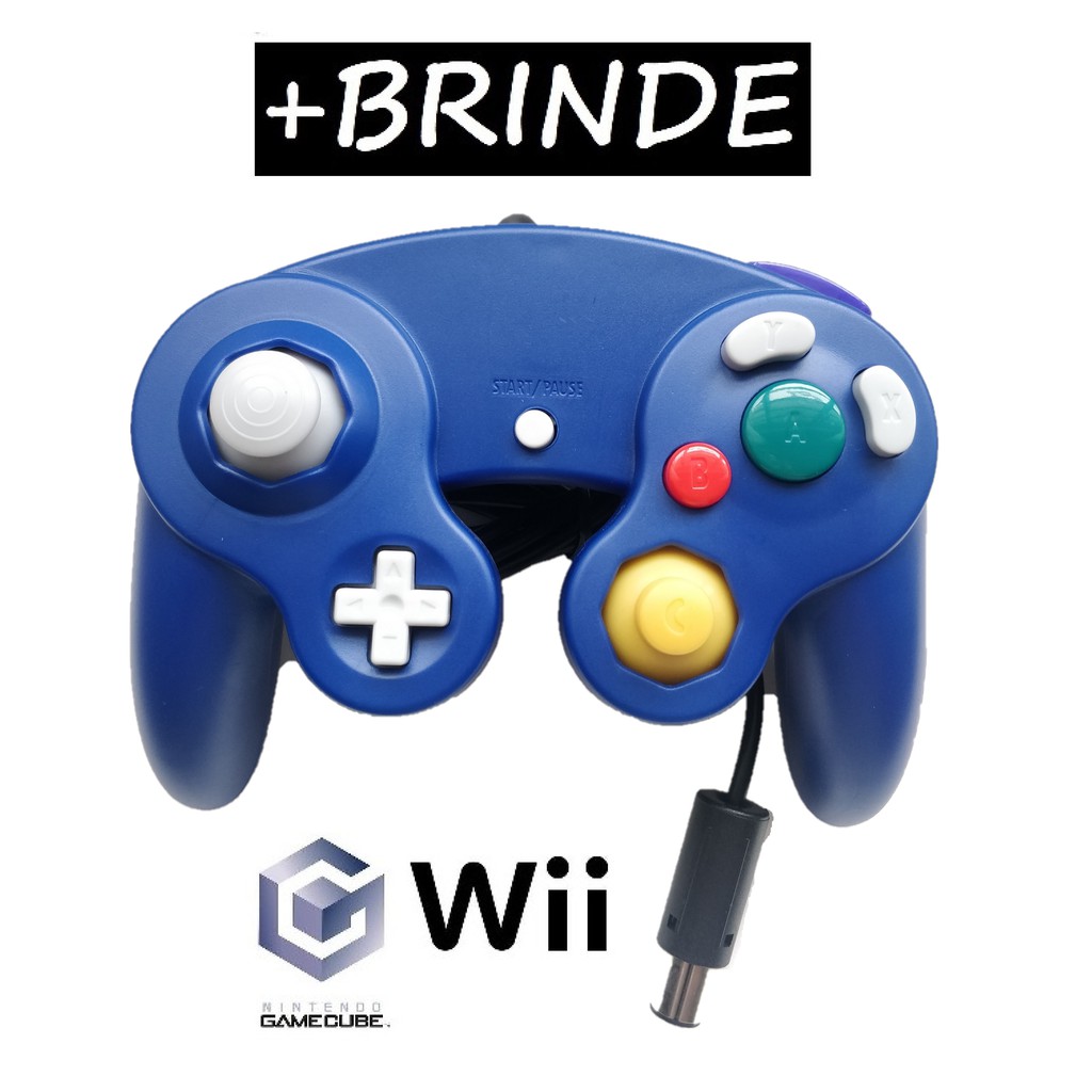 CONTROLE GAME NINTENDO WII CONTROLLER GAMECUBE AZUL ESCURO Shopee Brasil
