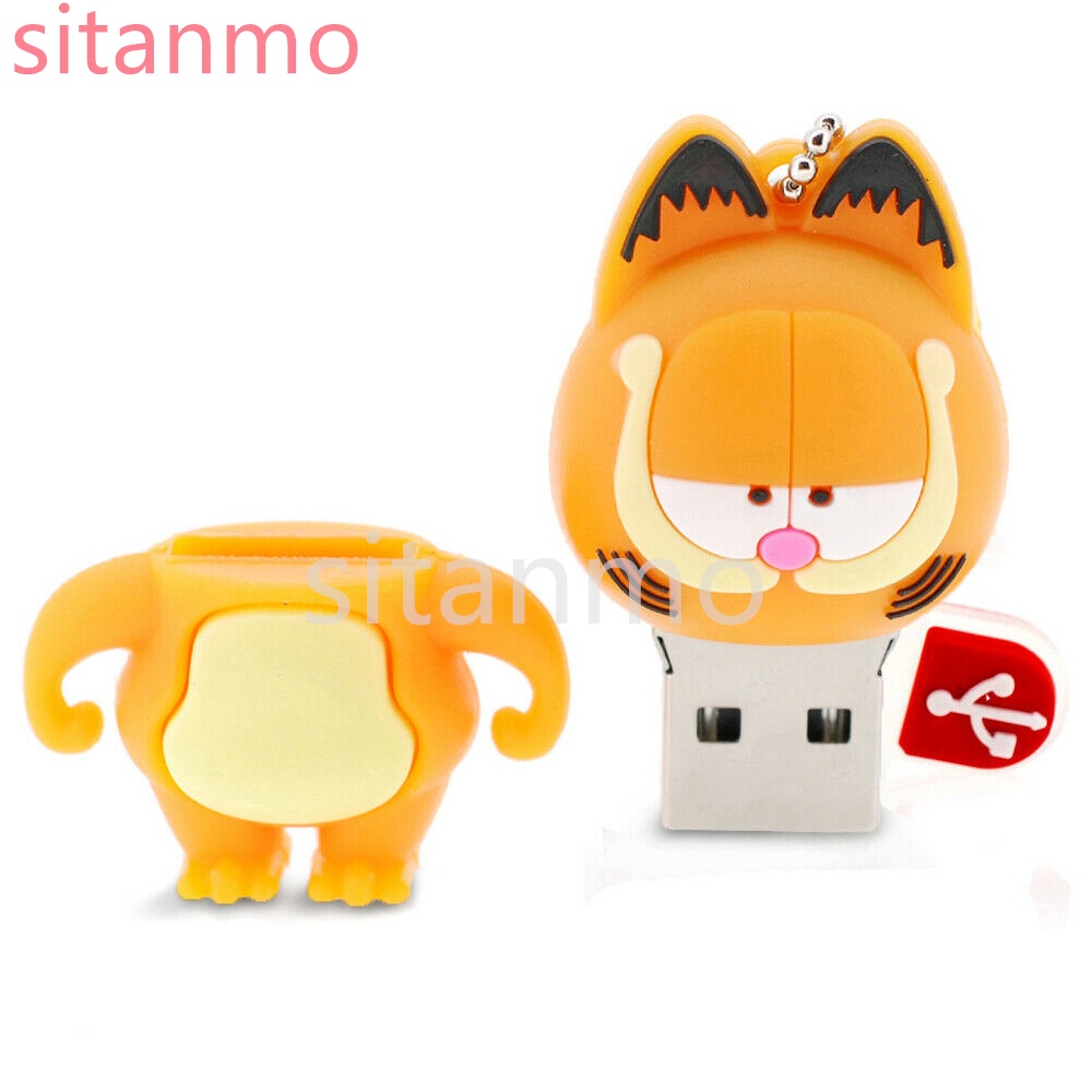 Garfield Pendrive 2TB 1TB 128GB 64GB 32GB 16GB 8GB 4GB 2GB 1GB Dos Desenhos Animados Bonito USB 2.0 Silicone Correndo Rá