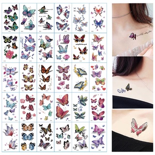 Tatuagem Temporária Adesiva Borboletas Delicada Feminino A Prova D