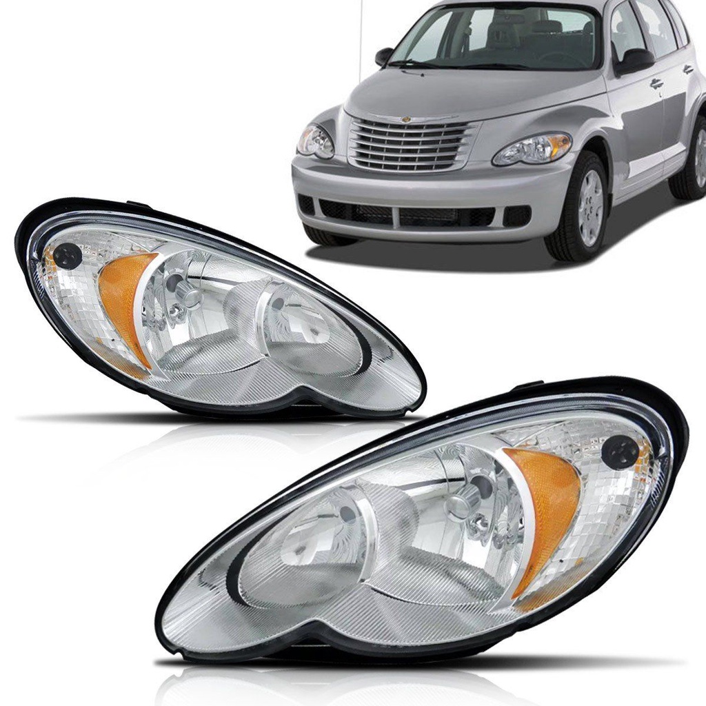 Par Farol Pt Cruiser 2006 2007 2008 2009 2010 Foco Duplo Cromado Pisca Ambar em Oferta na Shopee
