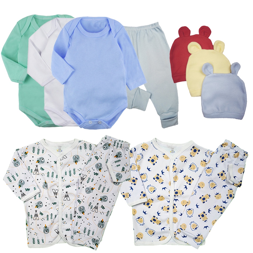 Kit Enxoval Conforto Roupa de Bebe Fofinho 11 Pç Body Pijama