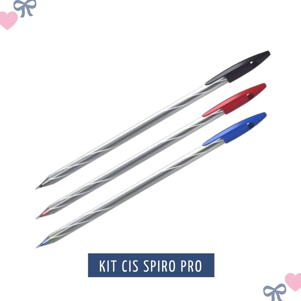 Kit Caneta Cis Spiro Pro 3 Cores Azul Vermelho Preto em Oferta na Shopee
