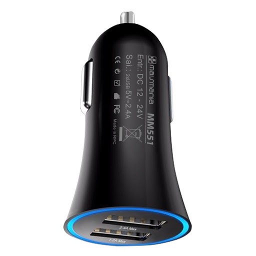 Carregador Universal Veicular para Celular Smartphone Duplo USB 2.4A