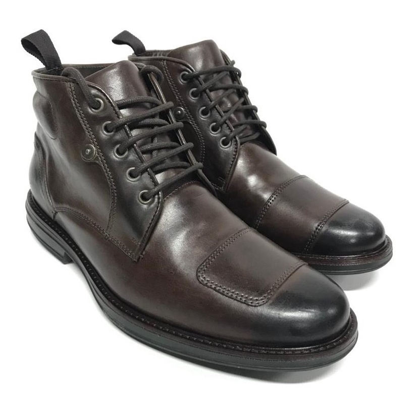 Coturno Sapato Social Anatomic Gel Semicromo Castanho Cost Cafe Couro Legítimo Forrado Alto Conforto