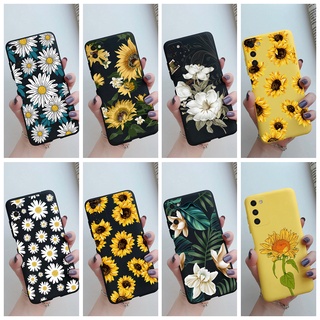 Capa Flexível De Silicone/TPU Amarela Preta Margarida Para Samsung Galaxy A03S/A02S/A02/M02/M02S 2021