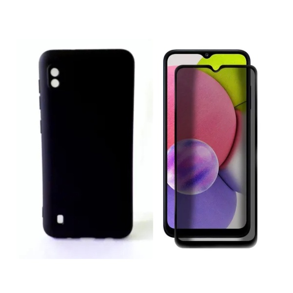 2x1 Samsung Galaxy A10 -  Pelicula Frontal Ceramica  Privacidade + Capa Colorida Aveludada Fosca