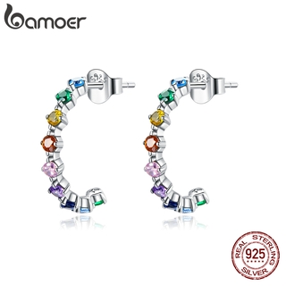 Bamoer Prata 925 Brincos Com Cubic Zircon Orignal Jóias Para As Mulheres Presentes Fit Sce1014