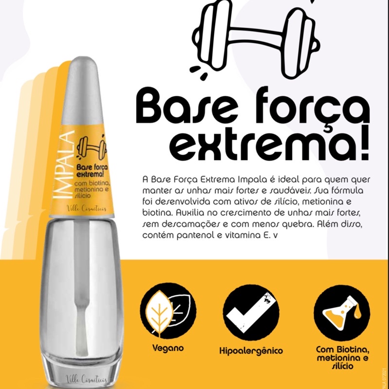 Esmalte Impala base força extrema unhas mais saudáveis e fortes 7,5ml em Oferta na Shopee