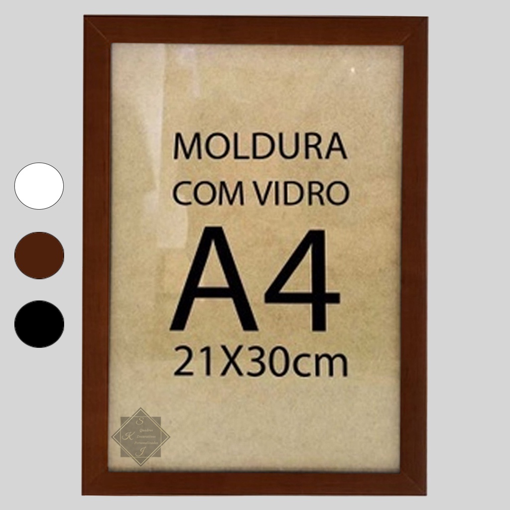 Moldura Quadro A4 Certificados Com Vidro 21x30cm