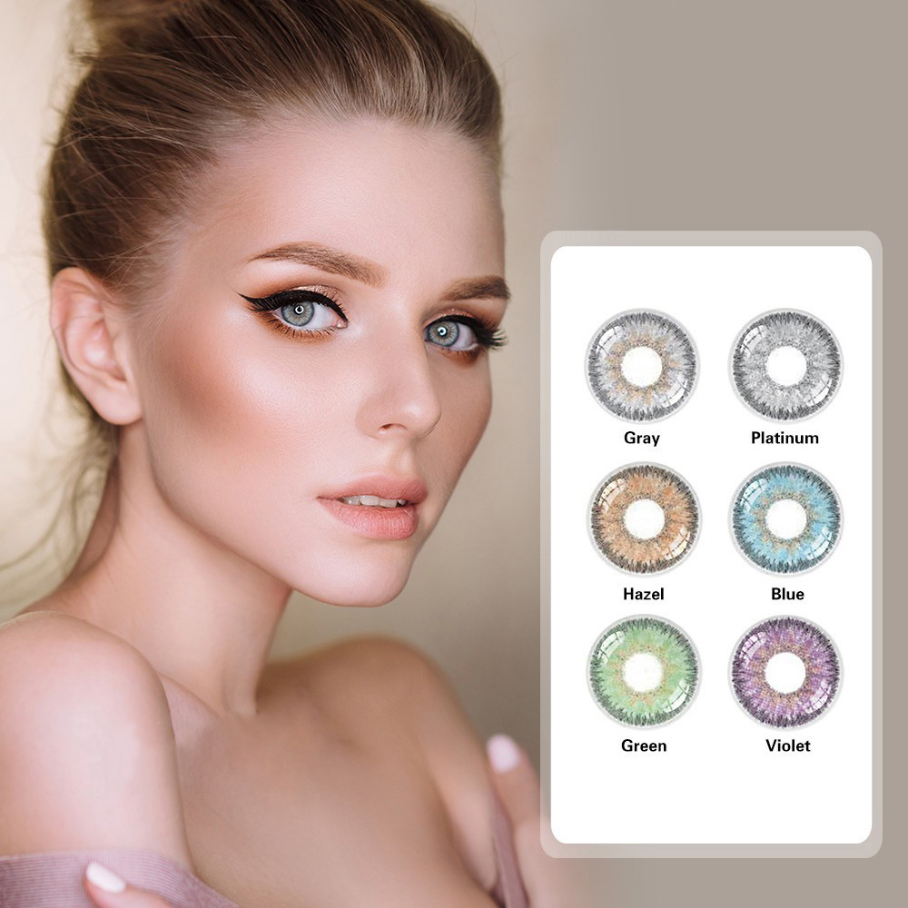 Lentes de contato 2pcs / duas cores, lentes de contato gelatinosas para a cor dos olhos