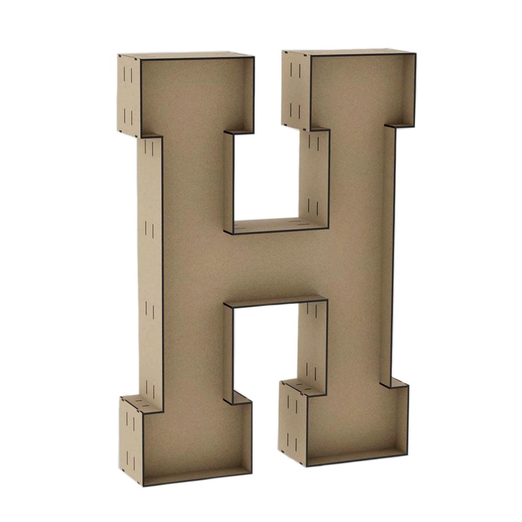Letra Caixa H 30cm MDF Decoração Festa Nome Palavra Número