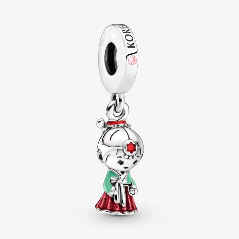 Pand * ora Acessórios Nova Coréia Garota Dangle Charm Pendant Silver Jewellery et Charms Presentes De Bricolage Para Senhoras/Meninas p818