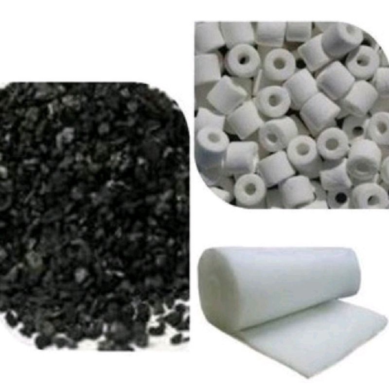 kit Ceramica 1kg Carvão Ativado 1kg Perlon Grosso 1Mt