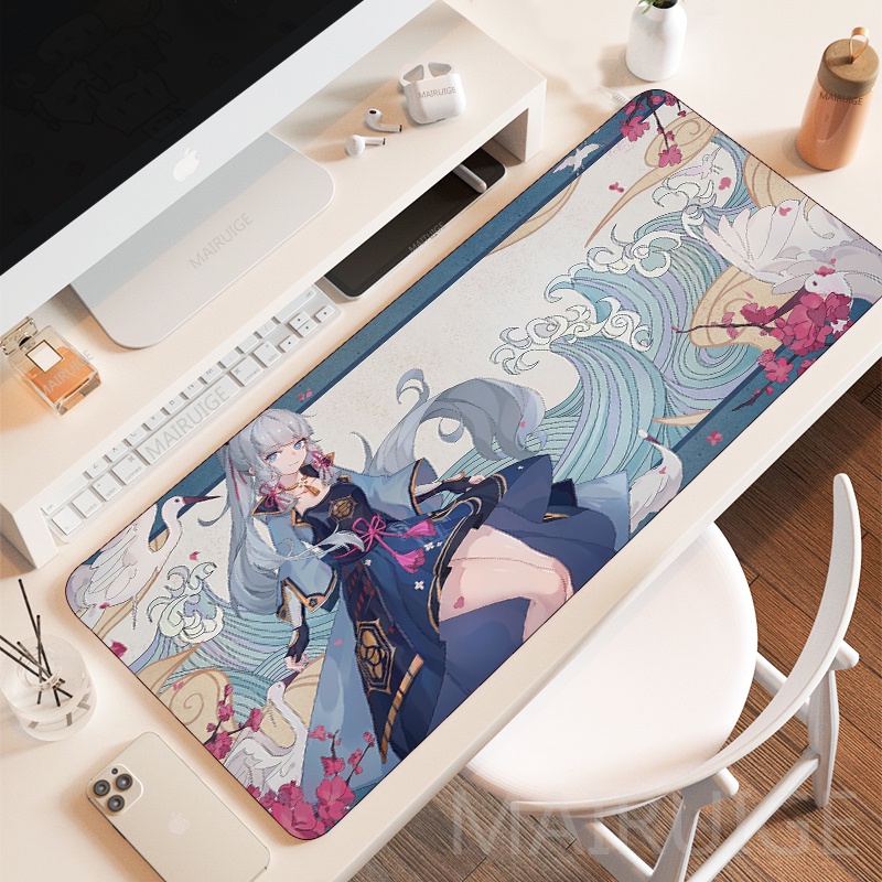 Ayaka MousePad Mouse Pad Genshin Impact Gamer Tapete Mousepads Grande XXL Gaming Acessórios Teclado Eget Princesa De Mesa