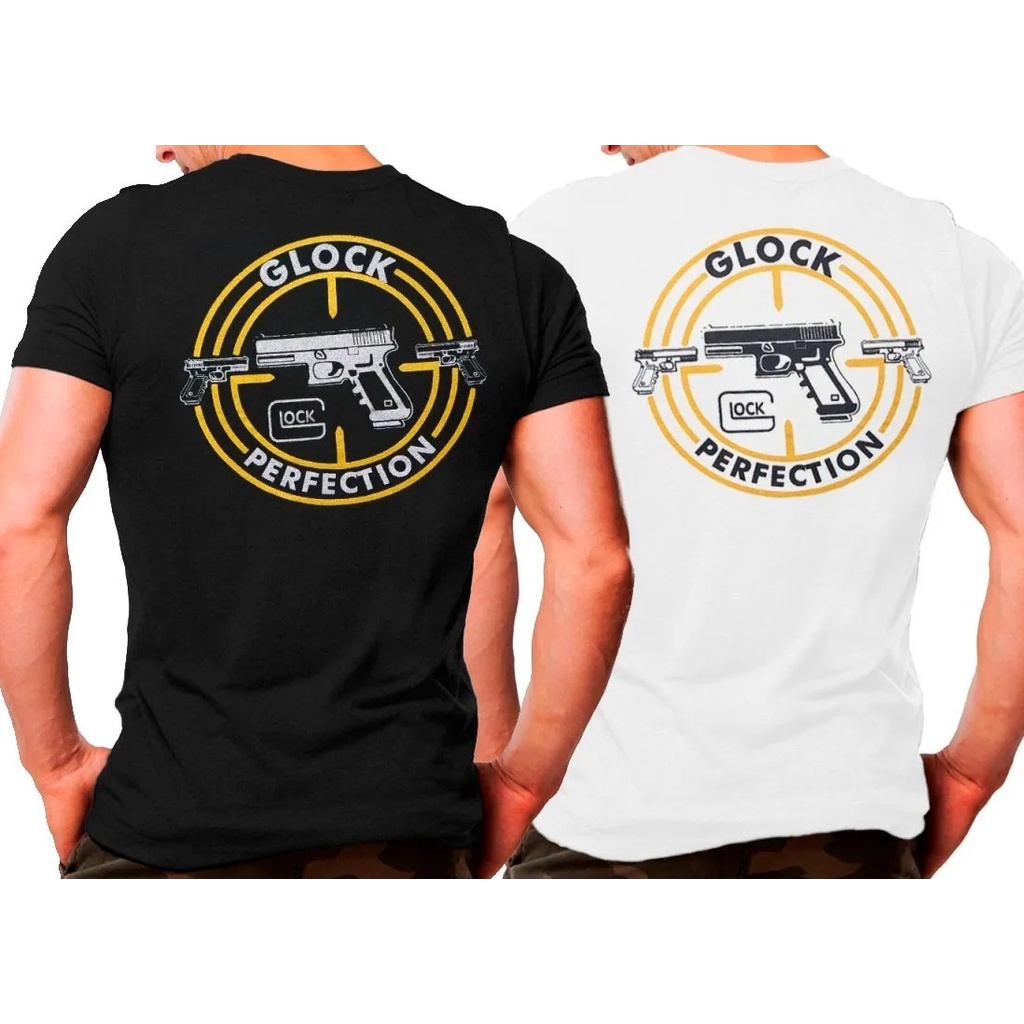 Kit 2 Camisetas Glock Mira Estampa Táticas Atack - Preta e Branca