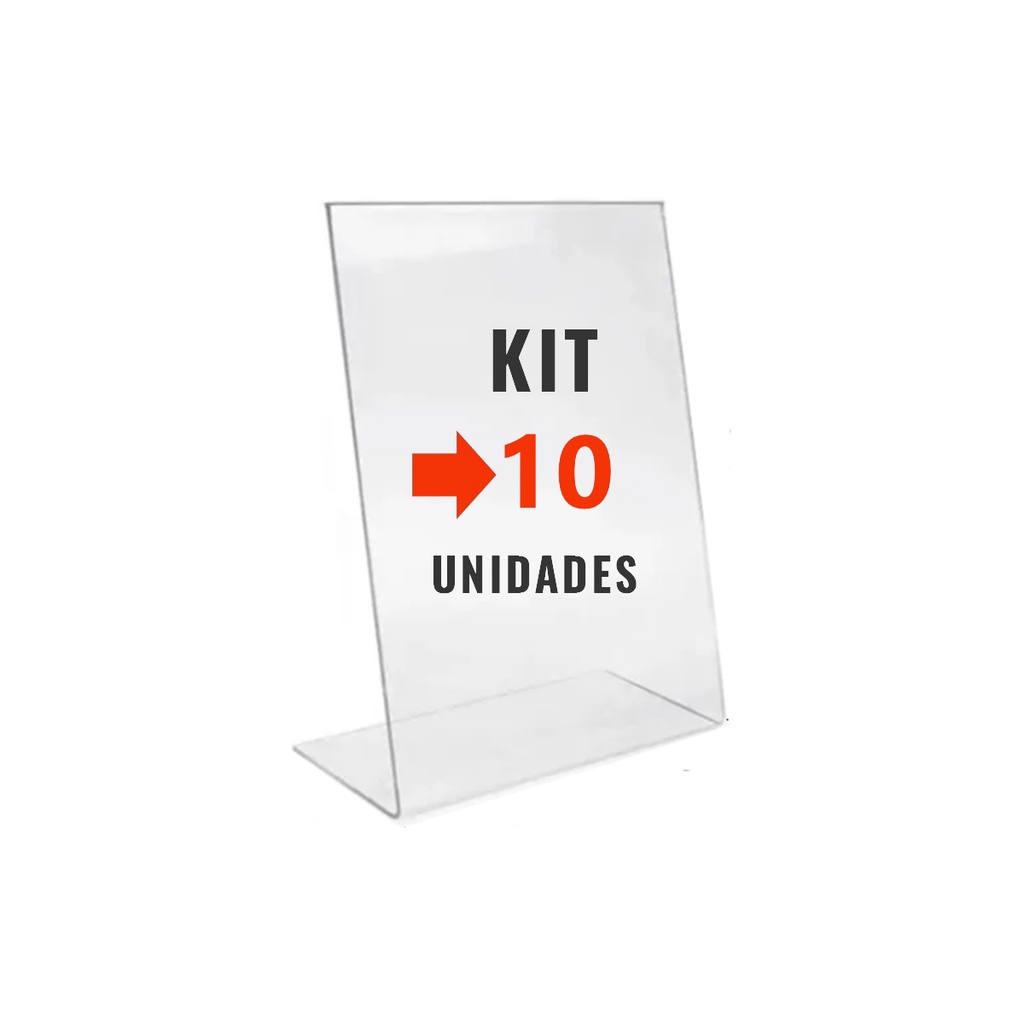 Kit com 10 Display Expositor Acrilico tamanho A6 10x15cm Vertical com Uma Dobra para adesivar PIX Qr Code Cardapio - Somente o Acrílico