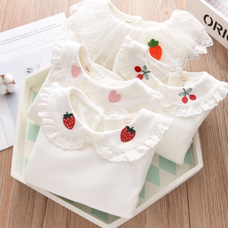 Budak Camisa Branca De Manga Comprida De Algodão Para Bebê/Criança/Menina