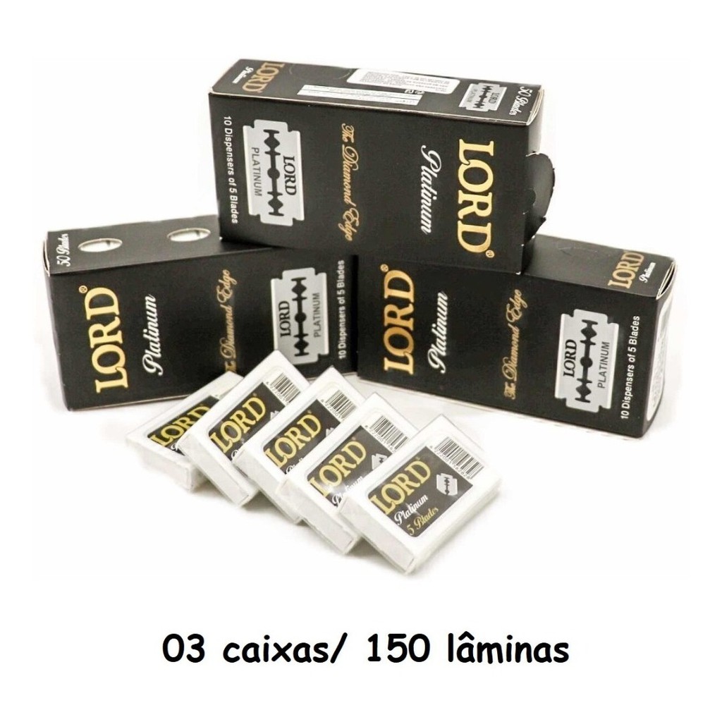 150 Lâminas Lord Preta Diamond Black Platinum (3 Caixas) em Oferta na Shopee