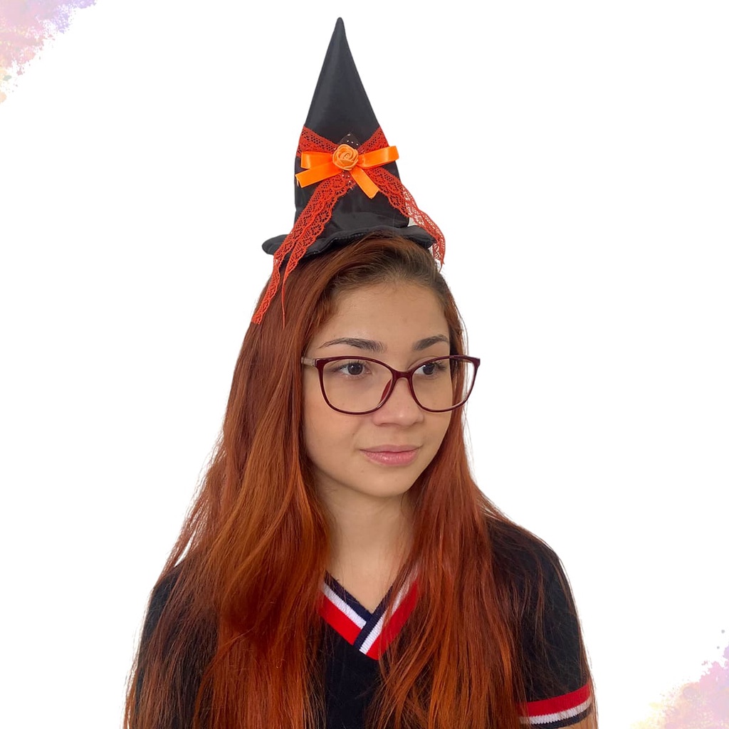 Arco Tiarinha Com Chapéu De Bruxa Rendinha Halloween Mega Oferta