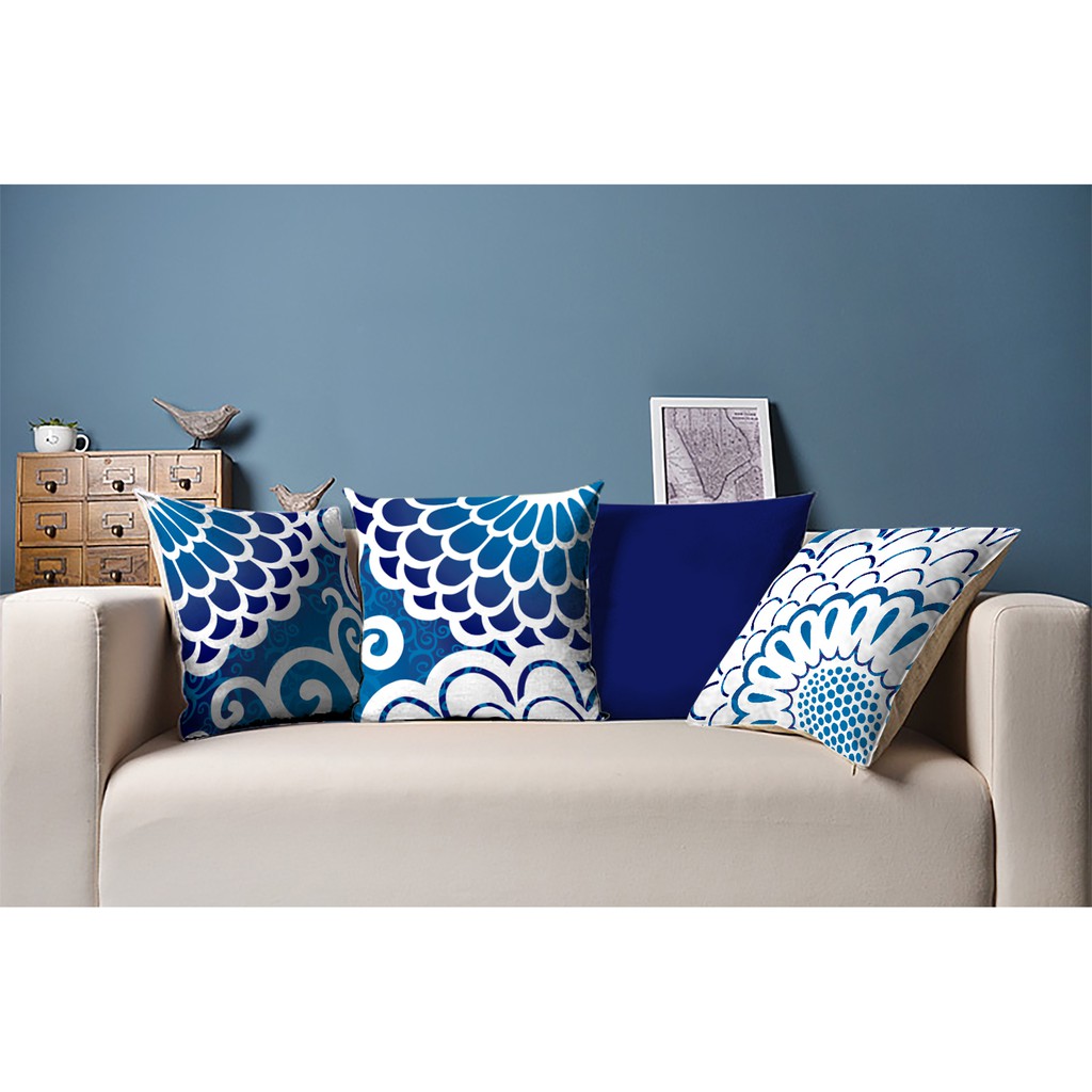4 Capas de almofada  42x42 – mandala azul e branco Atelier Valverde