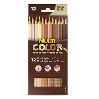 Lapis De Cor Tons De Pele 12 Cores Multicolor Resistente