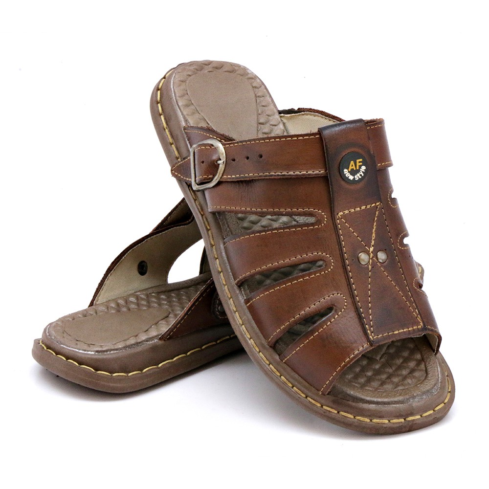 Sandália Anti Stress Masculino Ortopédico Couro