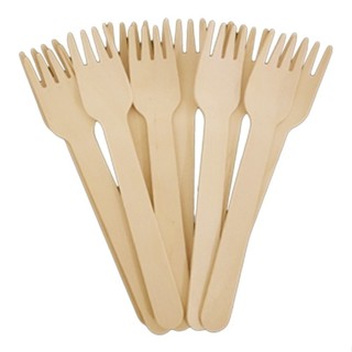 Garfos De Madeira 14cm Biodegradáveis 100 Uni em Oferta na Shopee