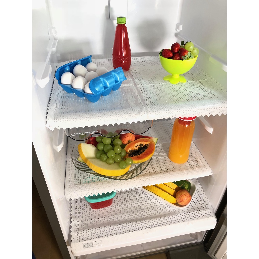 Toalha de Geladeira Rendada em PVC - Kit 02 Toalha de Geladeira - 52cm x 35cm Branco - PANAMI