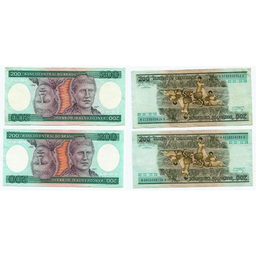 048 Cdl- Brasil Lote com 2 Cédulas- Cr$.200,00 Cruzeiro 1981- Nº. 34180 e 98312